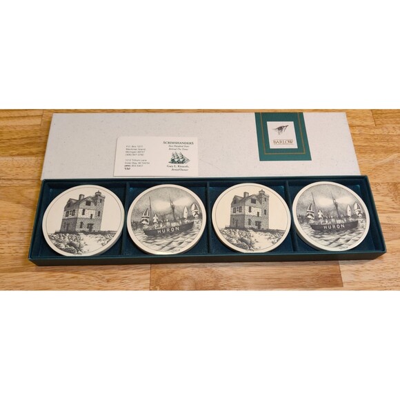 Barlow Mackinac Island Coasters By Artist G.L. Kiracofe-Set of 4-Mackinac, Etc - Picture 1 of 9